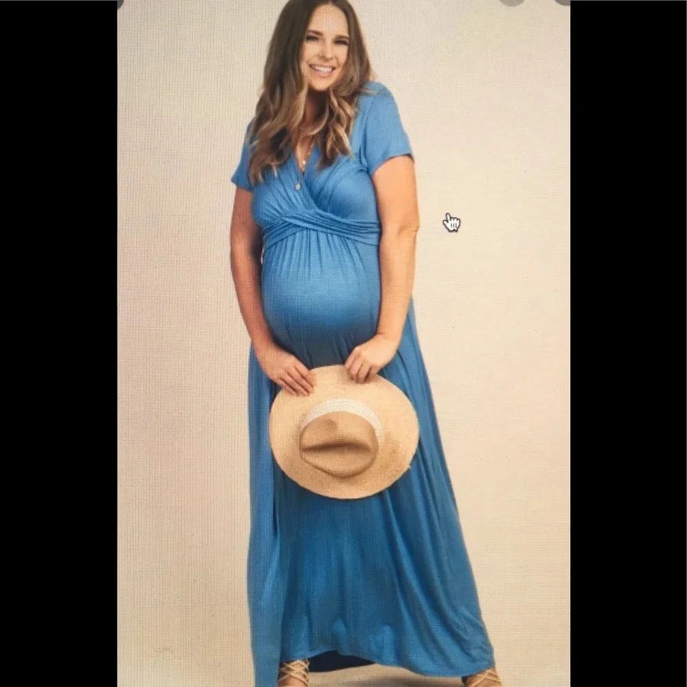 New*PinkBlush Blue Draped Maternity/Nursin…‎